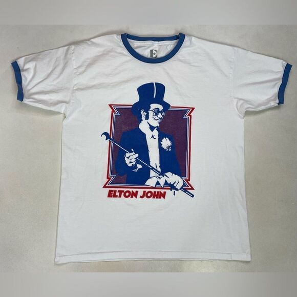 Elton John Graphic T-shirt Women XL White Short Sleeve Music - Picture 1 of 5
